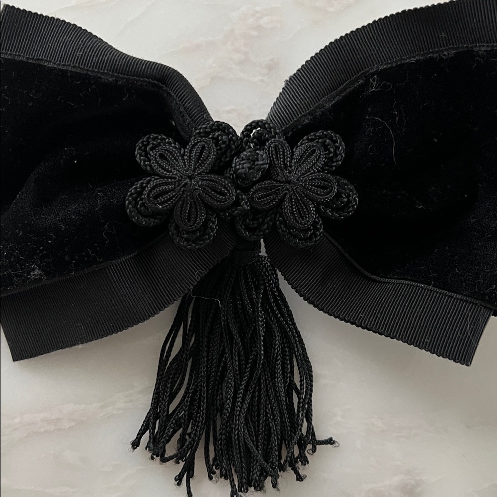 Bows are In!  Made in France Elegant Black Velvet Hair Accessory with Soutache